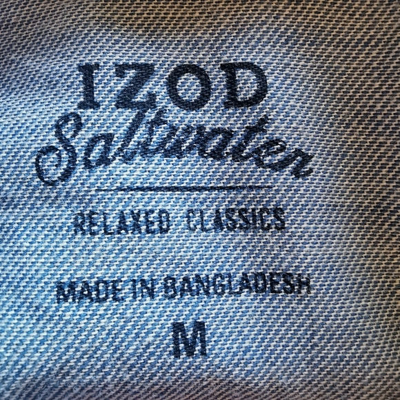 Izod Saltwater Relaxed Classics Short Sleeve Casual Button Down Shirt - Sz M - Picture 5 of 6